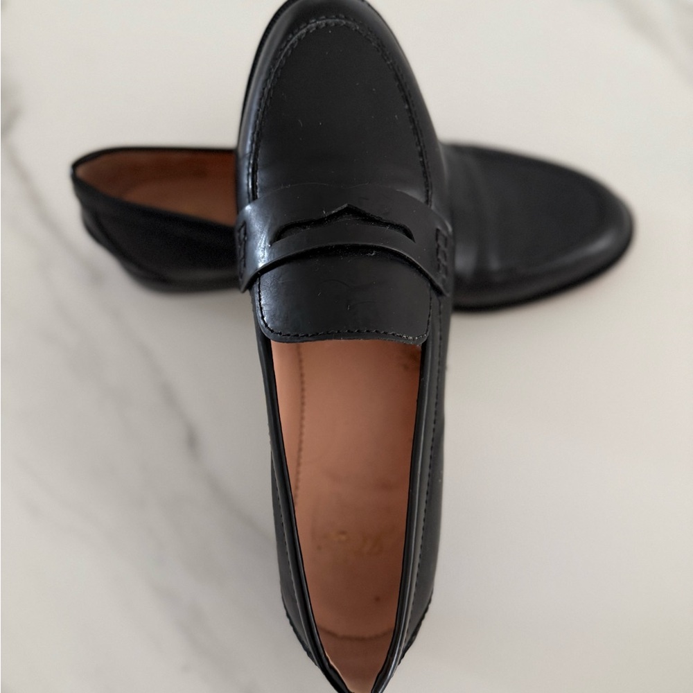 J. Crew Black Leather Slip-On Loafers